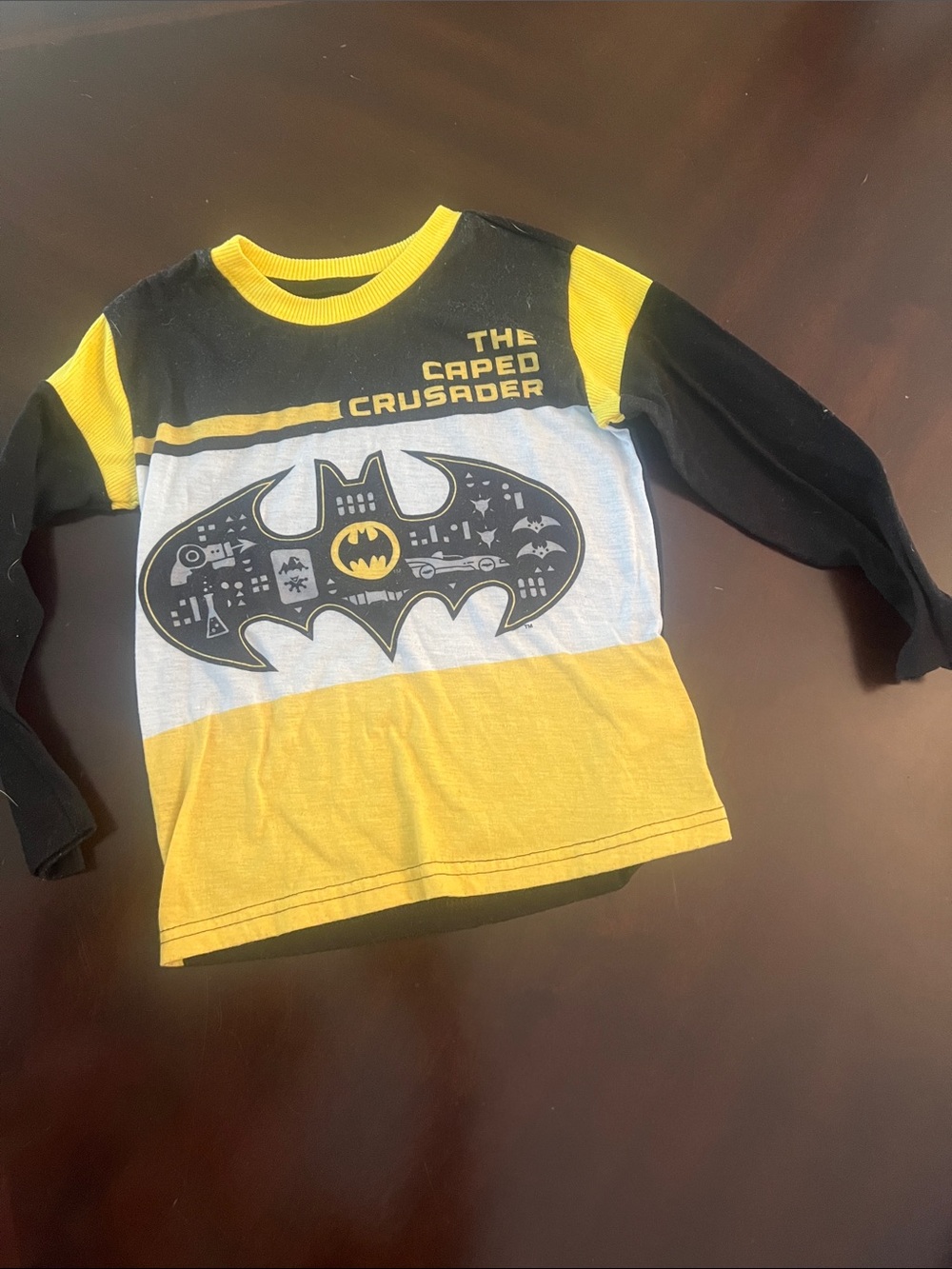 Batman Yellow Black Crewneck Long-Sleeve Tee